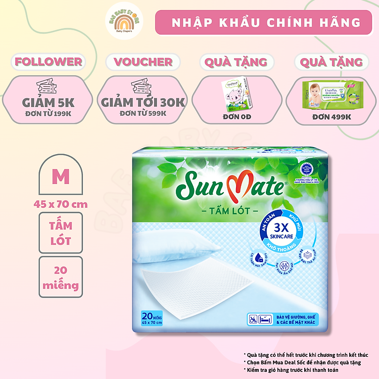 Tấm lót SunMate size M 45x70cm Chính hãng Tiết kiệm - Hình ảnh 2
