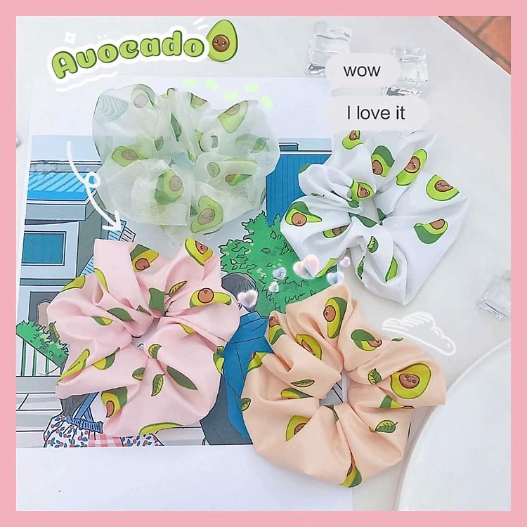 Dây buộc tóc Scrunchies quả bơ xinh