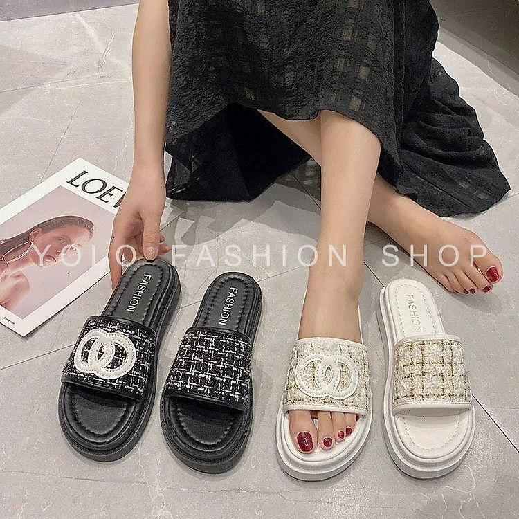 Dép lê nữ quai ngang đế cao 3p phối dạ sang chảnh hàng siêu nhẹ cao cấp chuẩn đẹp - D35