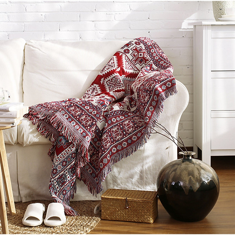 Khăn Phủ Sofa Trang Trí Hoạ tiết Vintage Sang Trọng