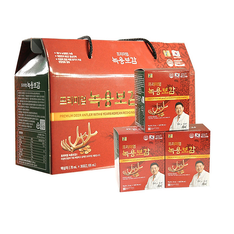 Thực phẩm bảo vệ sức khỏe: Chiết xuất nhung hươu và hồng sâm Hàn Quốc 6 năm tuổi Chong Kun Dang 70ml x 30 gói