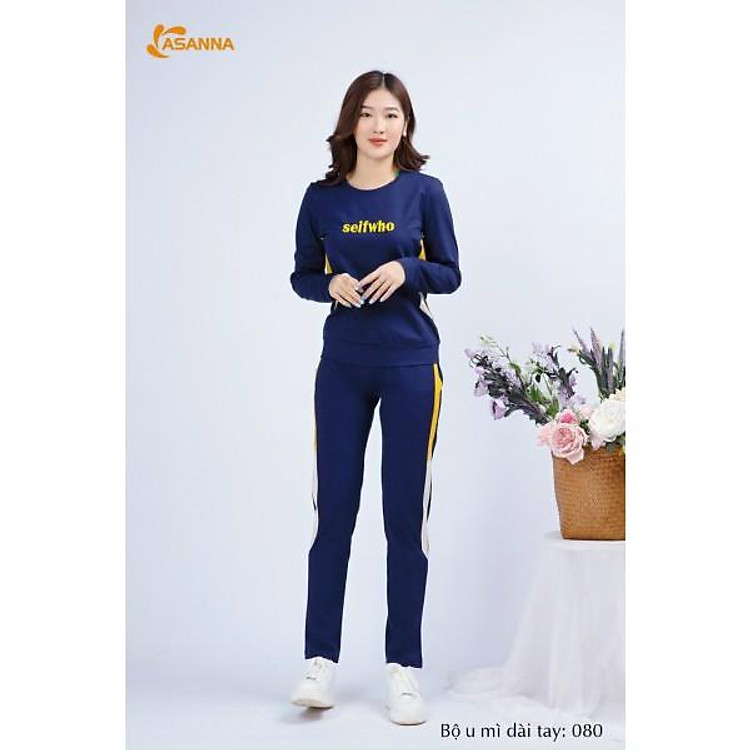 Bộ Nữ 100% Umi dài tay ASANNA Mặc Ở Nhà, Vải Co Dãn 4 Chiều, nhẹ nhàng, thoải mái (mã 080)