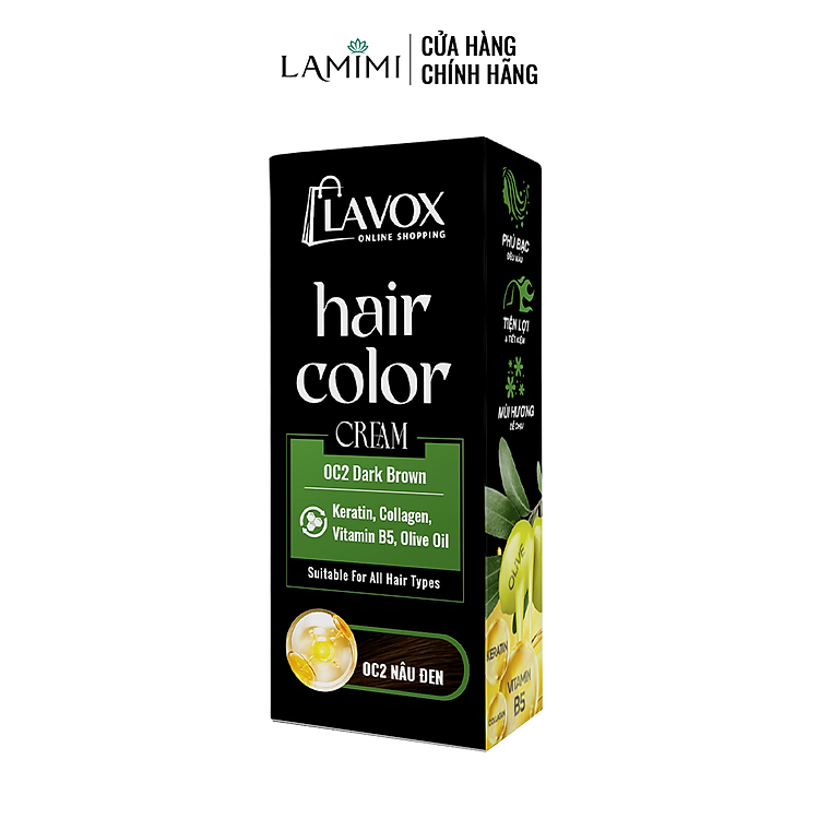 Kem Nhuộm Tóc Phủ Bạc Lavox Online Shopping 60ml - Nhuộm Tóc Tại Nhà Đơn Giản - Lamimi Chính Hãng