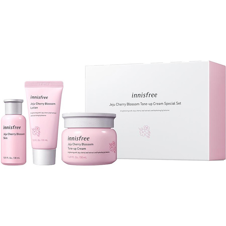 Bộ Dưỡng Ẩm Sáng Da Hoa Anh Đào Innisfree Jeju Cherry Blossom Tone Up Set - 131172582