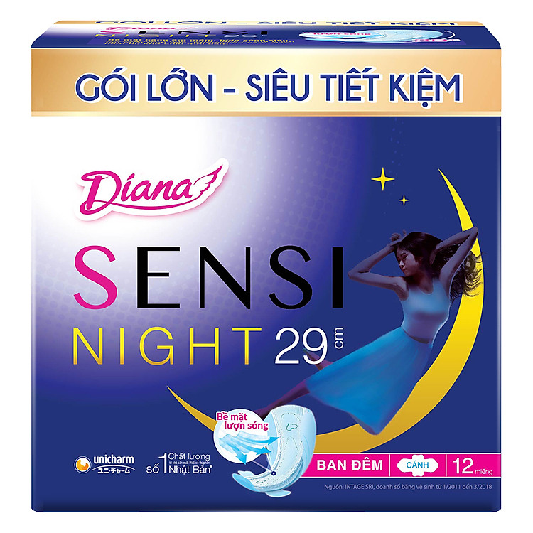 Băng Vệ Sinh Diana Sensi Night 29Cm (Gói 12 Miếng)-1702