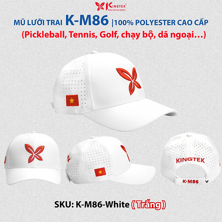 Mũ/Nón Lưỡi Trai Nam thời trang K-M86 - Chống UV, Siêu Nhẹ, Thoáng Khí, Form Đẹp | Pickleball/Tennis/chạy bộ