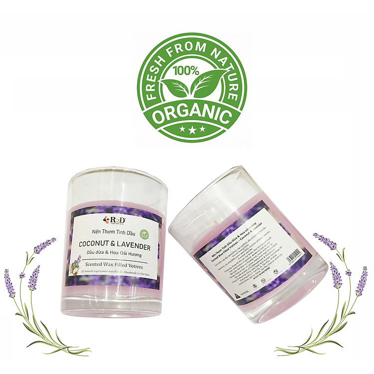 2 Ly Nến Thơm Tinh Dầu Dừa - Lavender