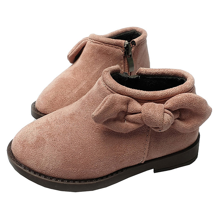 Giày boot nơ nhung cổ thấp 2036
