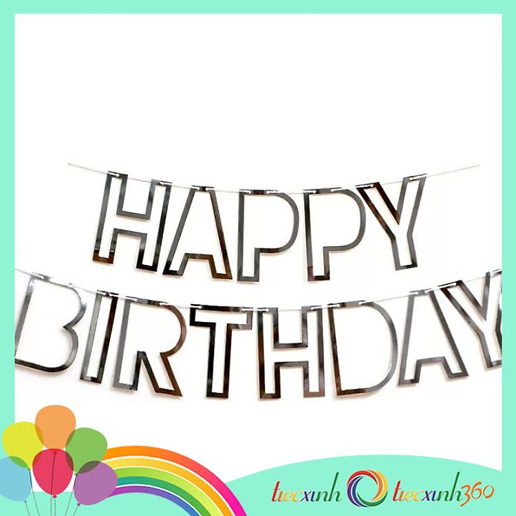 Dây chữ Happy Birthday kiểu nét rỗng - Vàng - Ảnh 2