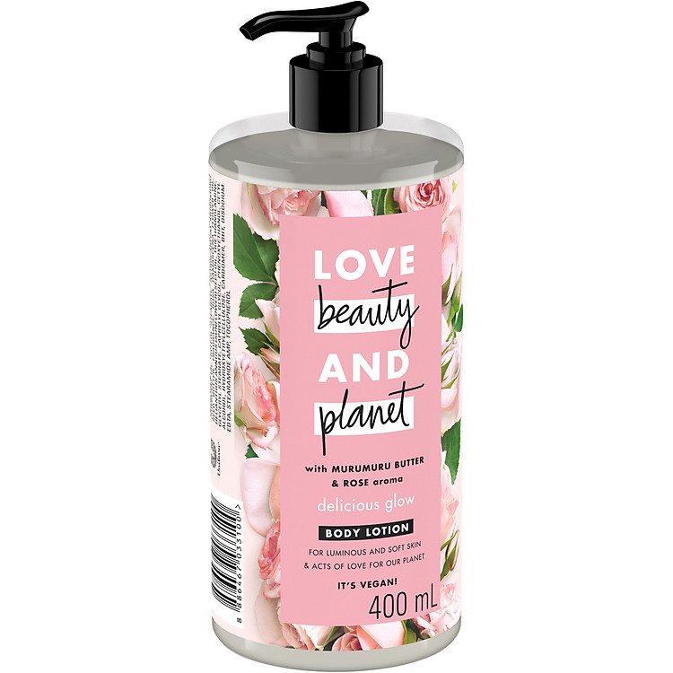 Sữa dưỡng thể LOVE BEAUTY & PLANET dưỡng ẩm sáng da toàn thân 100% tinh dầu hoa hồng Bulgaria 400ml
