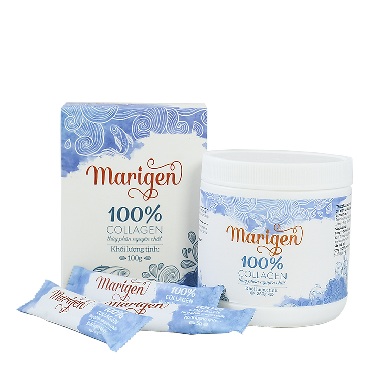 Marigen Collagen Giảm Nếp Nhăn, Da Trắng Sáng - Combo Trắng Xanh