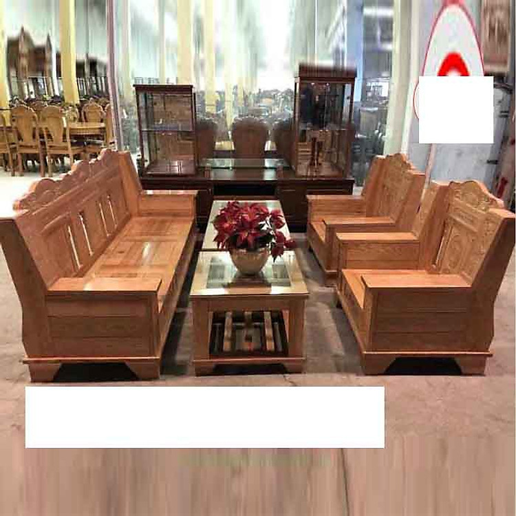 Bộ bàn ghế phòng khách như ý gỗ sồi , Bộ Salon Như Ý , Bộ ghế đối như ý mặt nan gỗ sồi (FREESHIP 50 KM )