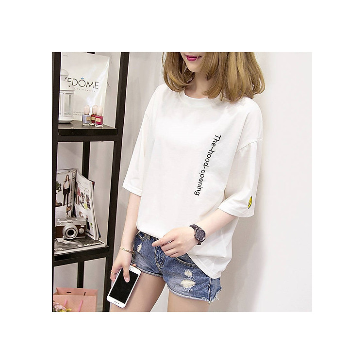 Áo thun nữ hình mặt cười Unisex