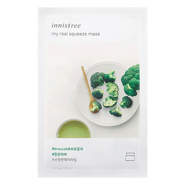 Mặt Nạ Giấy Làm Sáng Da Từ Bông Cải Xanh Innisfree My Real Squeeze Mask - Broccoli (20ml)