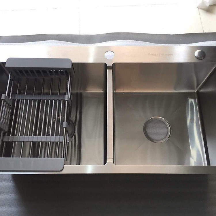 Chậu rửa chén bát Inox 304 đúc nguyên khối 82 x 45 cm 2 hố cân HANBACH