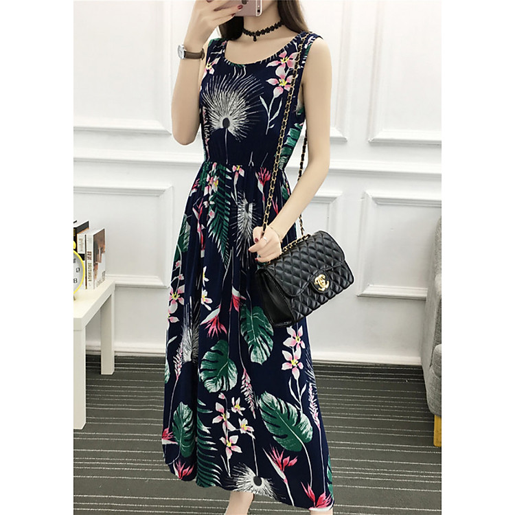 Váy đầm tone cotton maxi dài dạo chơi, đi biển - Mã 57