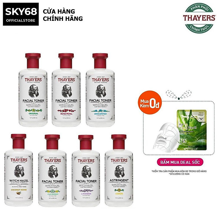 Nước Hoa Hồng Không Cồn Thayers Làm Sạch, Se Khít Lỗ Chân Lông 355ml