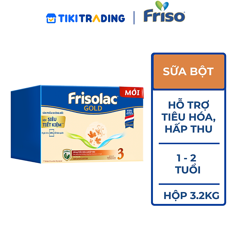 Sữa Bột Frisolac Gold 3 Hộp Giấy 3,2KG cho bé từ 1-2 tuổi