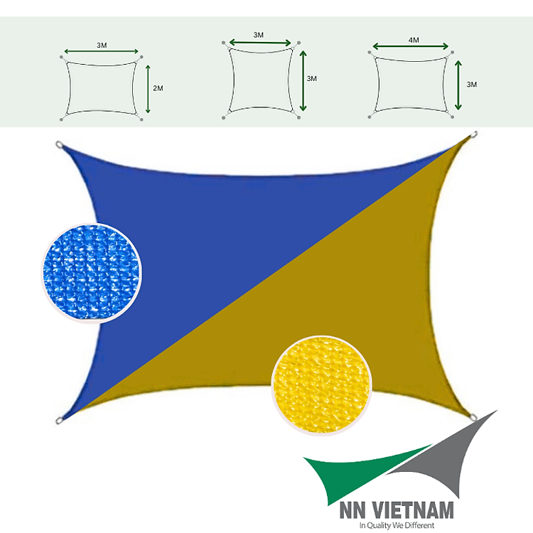 Lưới Che Nắng Tứ Giác Cắt Bo Cong – Phối 2 Màu, Che Nắng 90%, Thẩm Mỹ Cao