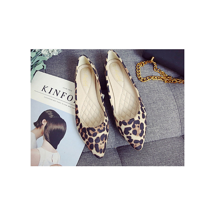 Giày Búp Bê Họa Tiết Da Beo