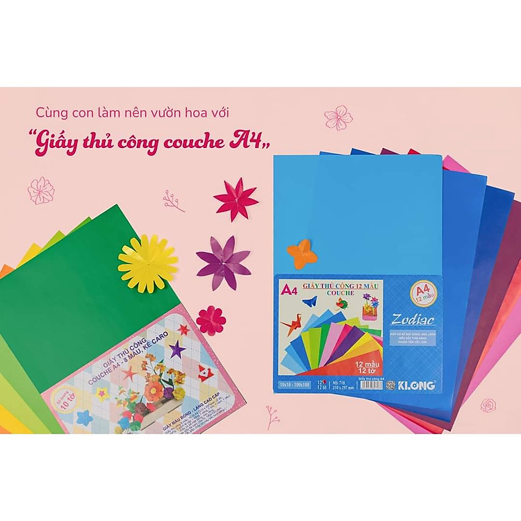 Giấy thủ công A4 kẻ Caro Klong 705 (10 tờ, 8 màu) - Ảnh 2