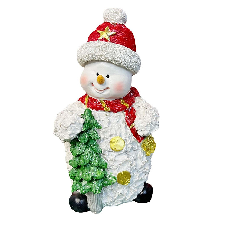 Resin Lighted Snowman Figurine Desktop Decor for Living Room Shelf Christmas