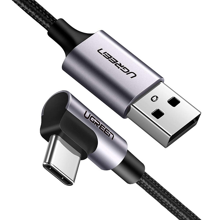 Cáp USB-A sang Type C đầu vuông 90 độ 1M màu Đen Ugreen UC50941US284 Hàng chính hãng