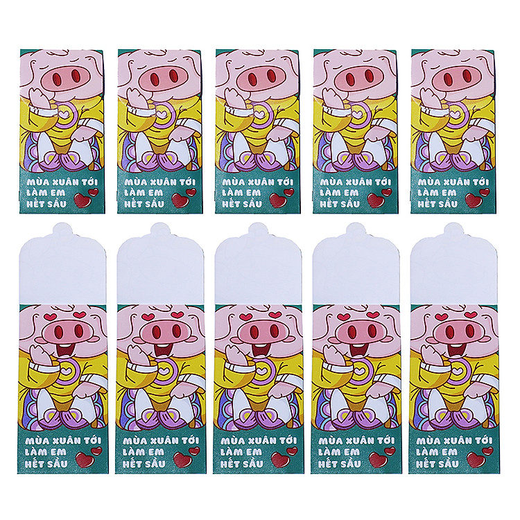 Bao Lì Xì Pig Yêu Thương 2 Cảm Xúc (Xấp 10 bao)