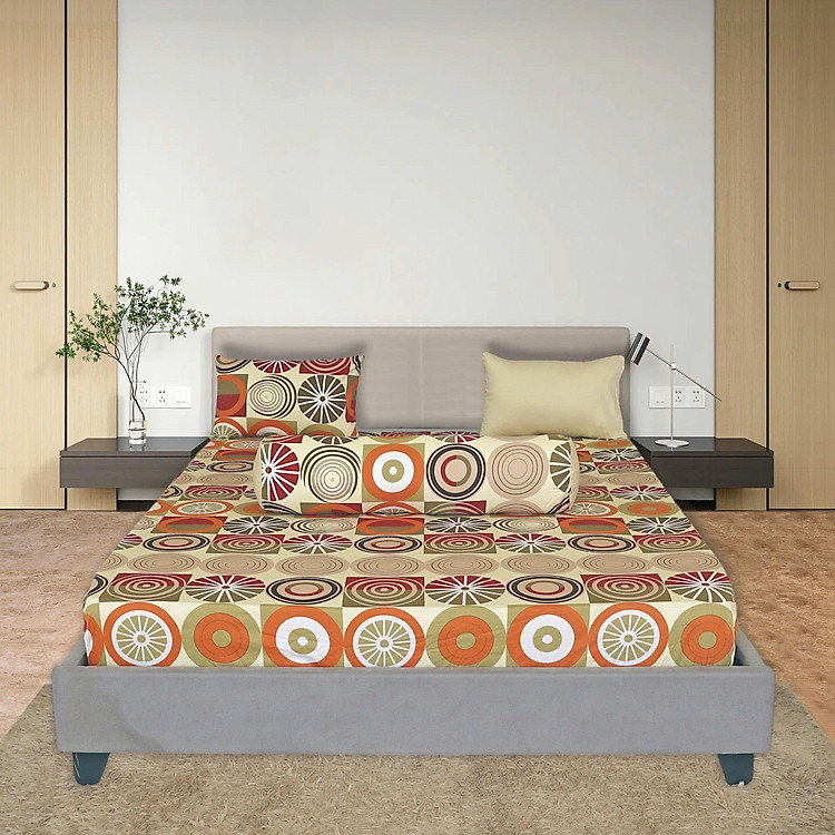 Bộ drap gối cotton phối màu Hometex