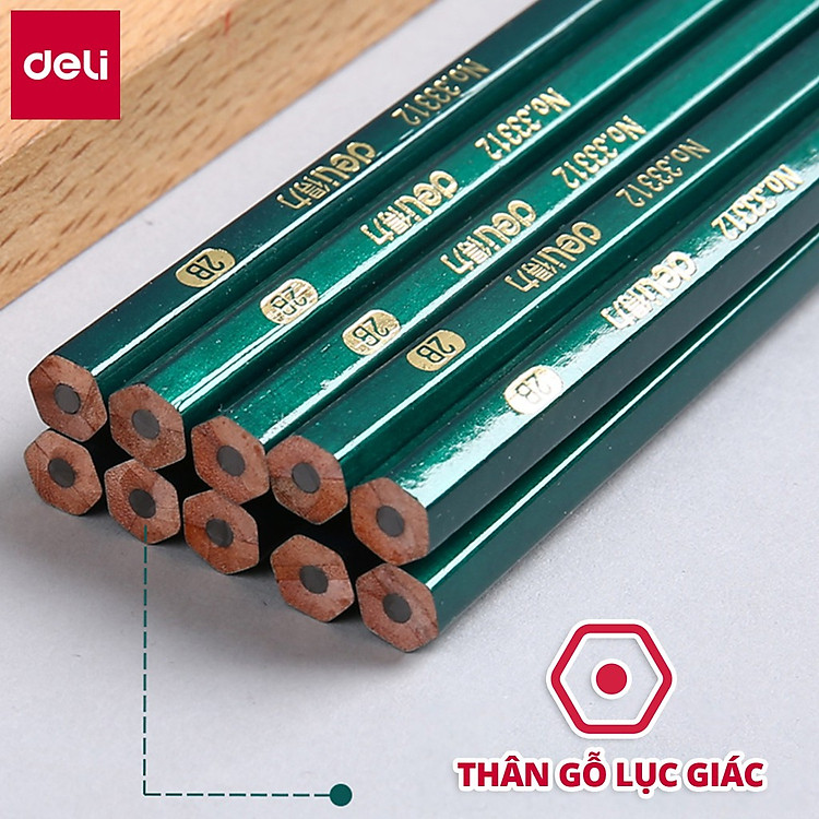Bút Chì Lục Giác Deli 2B/HB (10 chiếc) - Ảnh 5