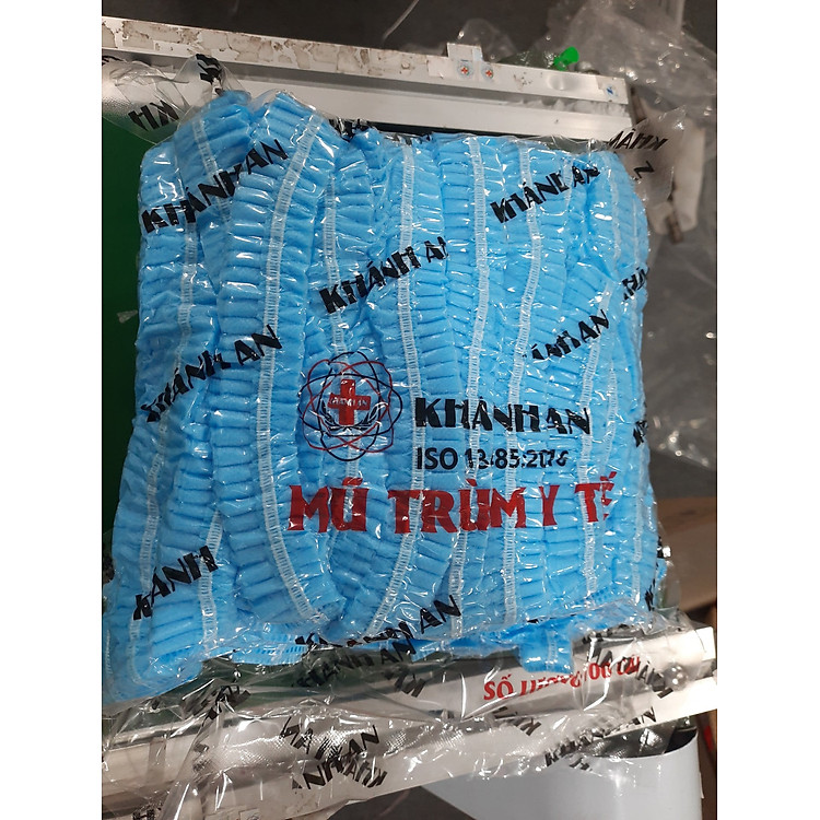 Mũ trùm đầu y tế, nón con sâu Khánh An bịch 100 cái dùng trong môi trường y tế, thí nghiệm, điện tử, thực phẩm, spa