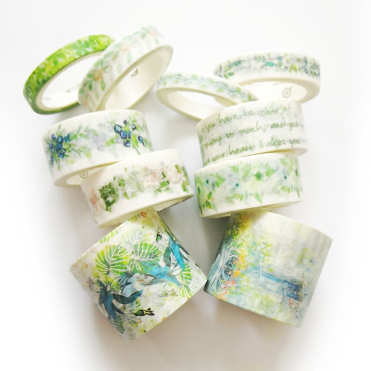 Băng keo giấy trang trí Washi tape 10 cuộn chủ đề hoa cỏ mùa xuân Masking tape WS025