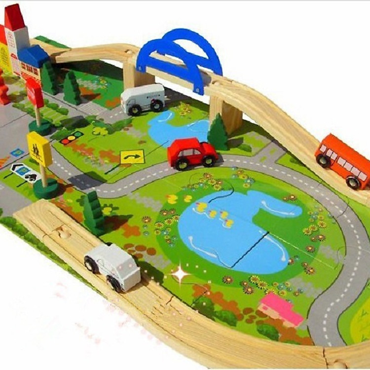 Bộ đồ chơi lắp ghép giao thông thành phố bằng gỗ