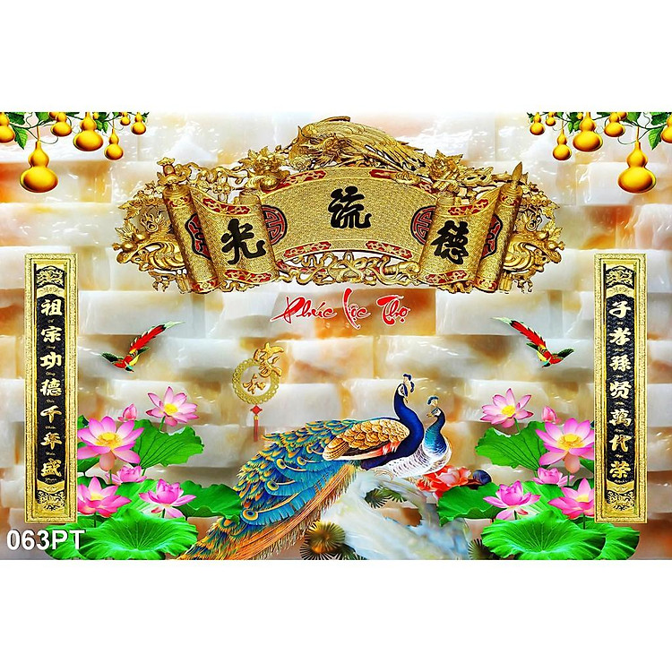 TRANH DÁN TƯỜNG 3D PHÒNG THỜ GIA TIÊN KÍCH THƯỚC LỚN - TRANH DÁN BÀN THỜ - TRANH PHÒNG THỜ ĐẸP KHỔ LỚN