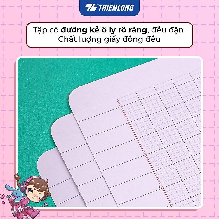 Tập học sinh chống lem 48 trang 4 ô ly vuông 2.5mm 120gsm Thiên Long NB-119/AK - Ảnh 4