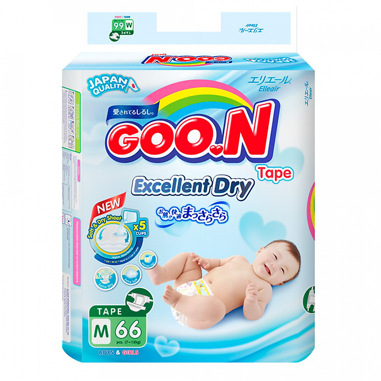 Tã/Bỉm Dán Goon Slim Kích Cỡ (M66/L56/XL50)