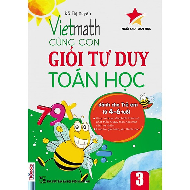 Sách Vietmath - Cùng con giỏi tư duy toán học 3-dành cho trẻ từ 4-6 tuổi-Mcbooks