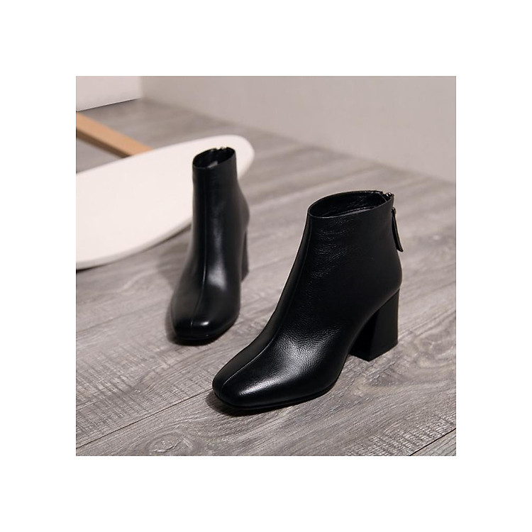 Giày Bốt Nữ Đế Vuông 5cm Ảnh Thật Cuối Mã H63
