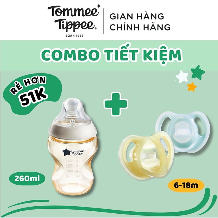 Tham Khảo tại ConCung: COMBO Ty Ngậm Silicon & Bình Sữa Tommee Tippee , nhận ngay nhiều Ưu đãi