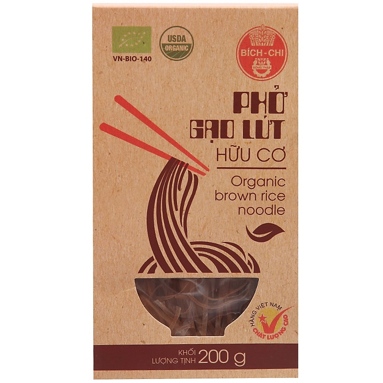 Combo 3 hộp Phở gạo lứt hữu cơ Bích Chi 200g
