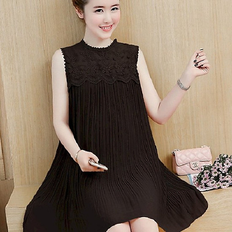 Váy Bầu Sát Nách Phối Ren