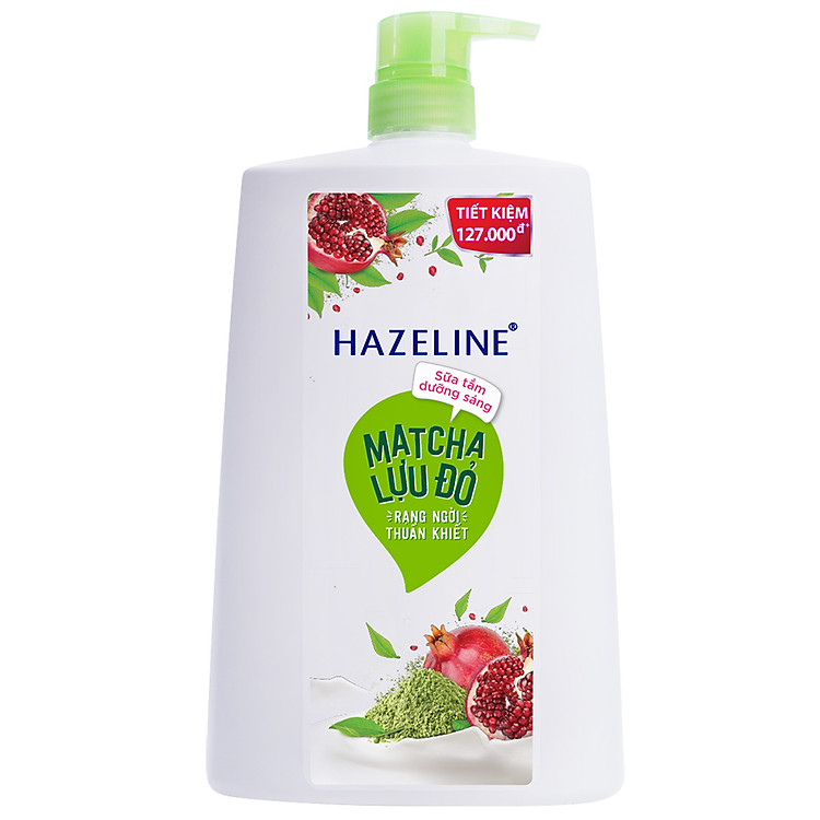 Sữa Tắm Hazeline Trắng Da Matcha Lựu Đỏ Sáng Mịn Dưỡng Ẩm Dưỡng Thể Thiên Nhiên 1.2Kg