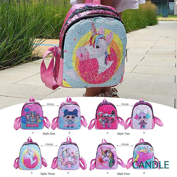 Balo Đi Học Đính Kim Sa Lấp Lánh Dễ Thương Cho Bé Gái