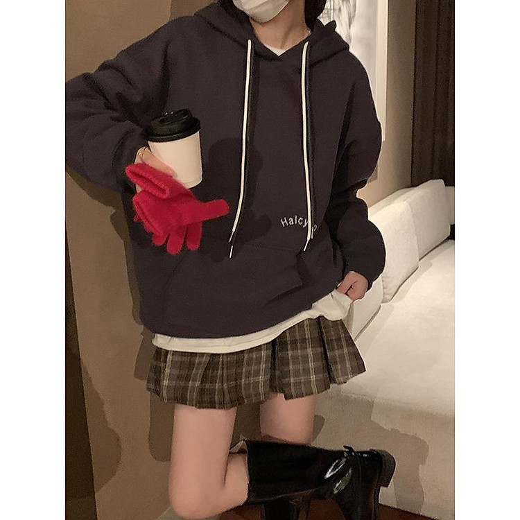 Áo Hoodie nữ Có mũ Ulzzang Hàn Quốc Áo Sweater nỉ Form rộng Thu Đông Thời trang