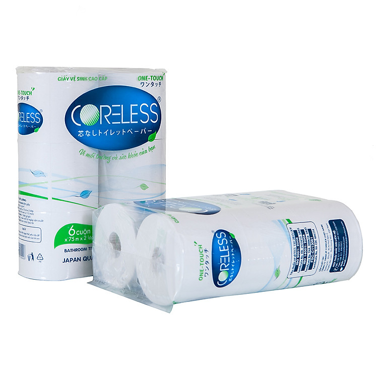 Giấy Vệ Sinh Coreless OT (6 Cuộn 75m x 2 Lớp)