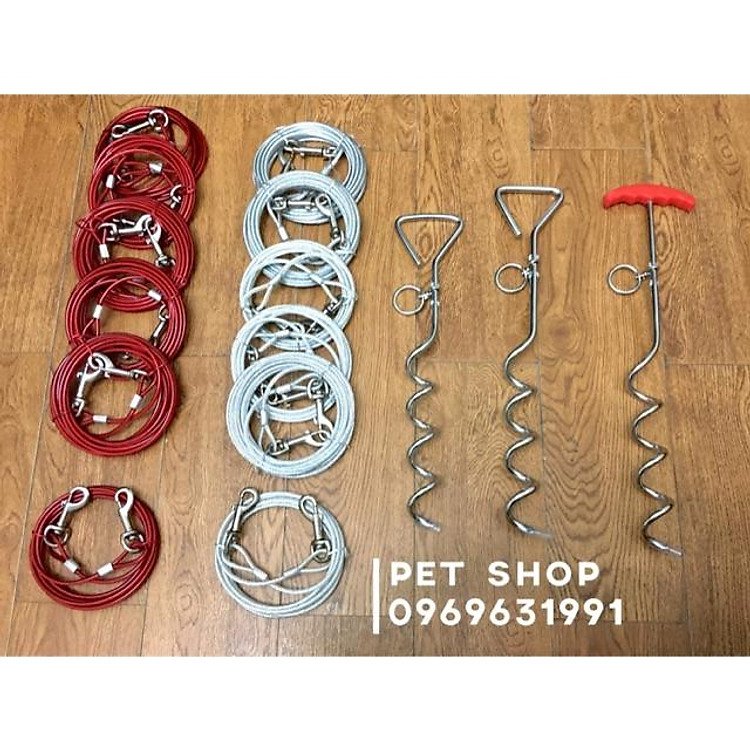 Dây xích chó bằng cáp + xiên xích cún