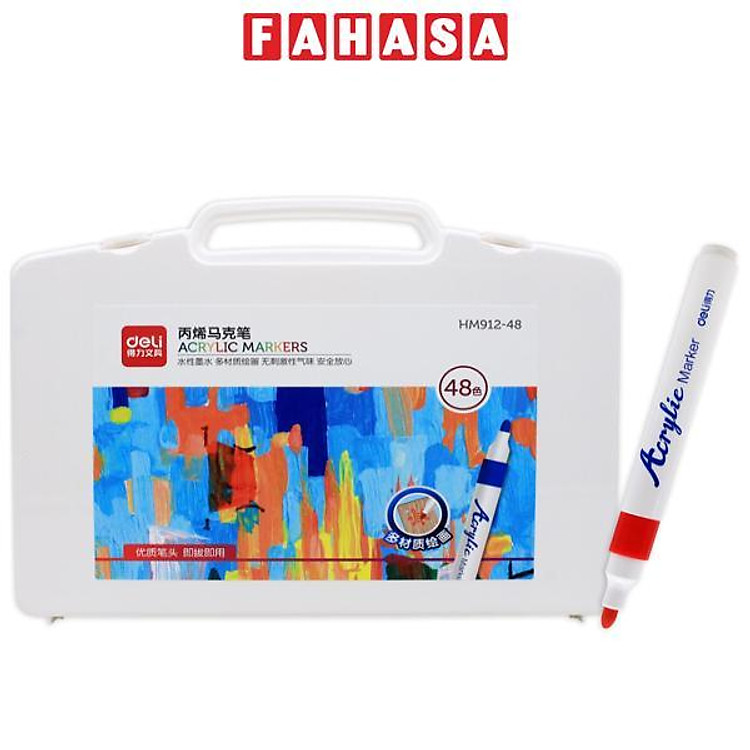 Hộp Bút Màu Acrylic Marker Deli HM912-48 (48 chiếc)