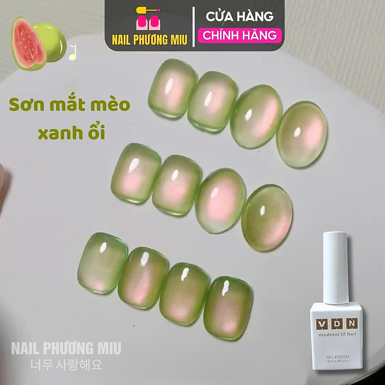 Sơn Mắt Mèo Xanh Ổi Vendeeni Siêu Hot Mùa Hè Làm Nail Tạo Hiệu Ứng Kính Sáng Bóng, Sơn Gel Ngọc Trai Xanh Pastel Trang Trí Móng Tay Nghệ Thuật
