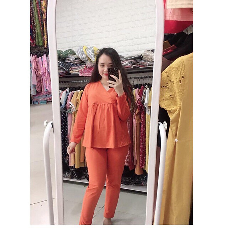 Bộ mặc nhà bầu và sau sinh chất cotton loại 1