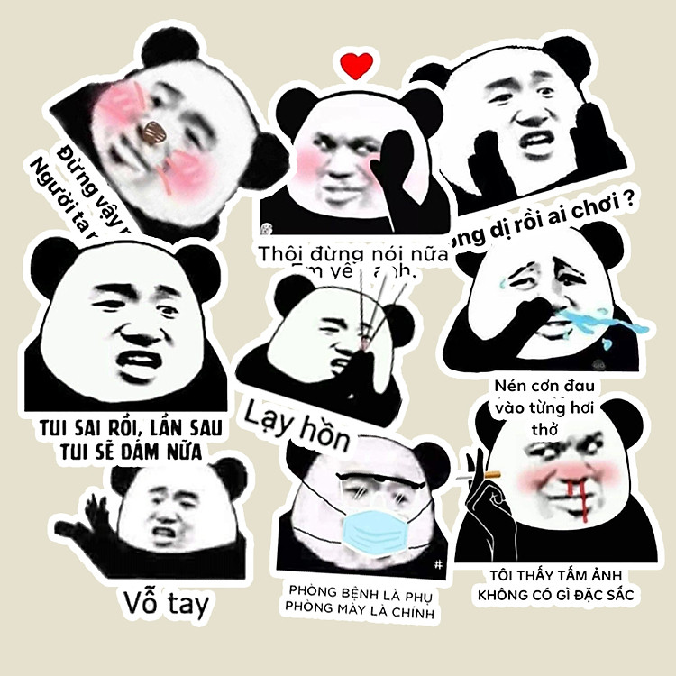 sticker set 60 ảnh Meme Gấu Trúc bựa. cute. hài hước